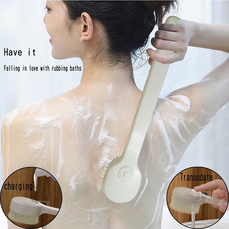 Can add shower gel Bath BrushLong Handle Shower BrushBath Back Scrub ArtifactBody ScrubShower
