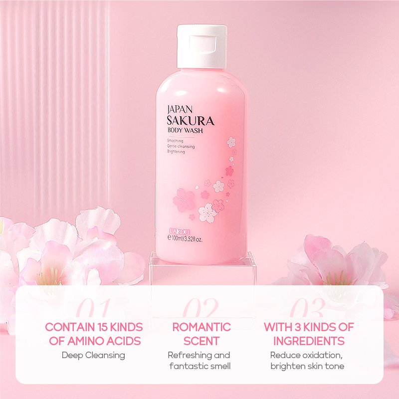 Private Label 100ml Sakura Body Wash Smoothing Mild Cleansing Moisturizing Whitening Shower Gel