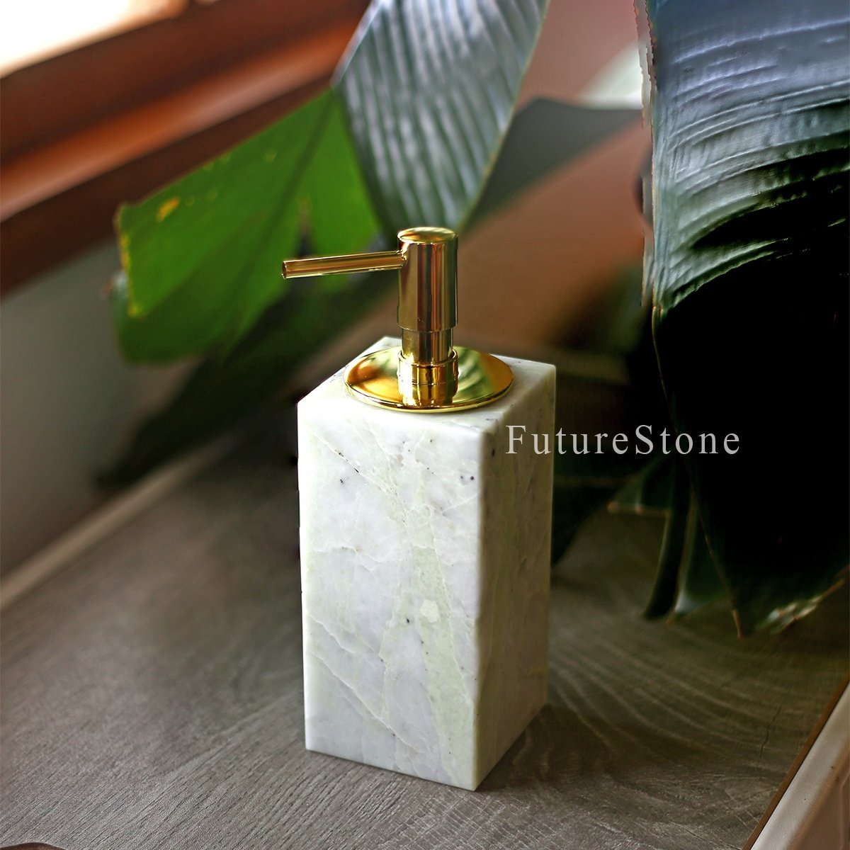 Customized Natural Marble Shampoo Bottle 300/400/500/600ml Square Lotion Pump Shampoo Bottle Shower Gel Bottles Packaging