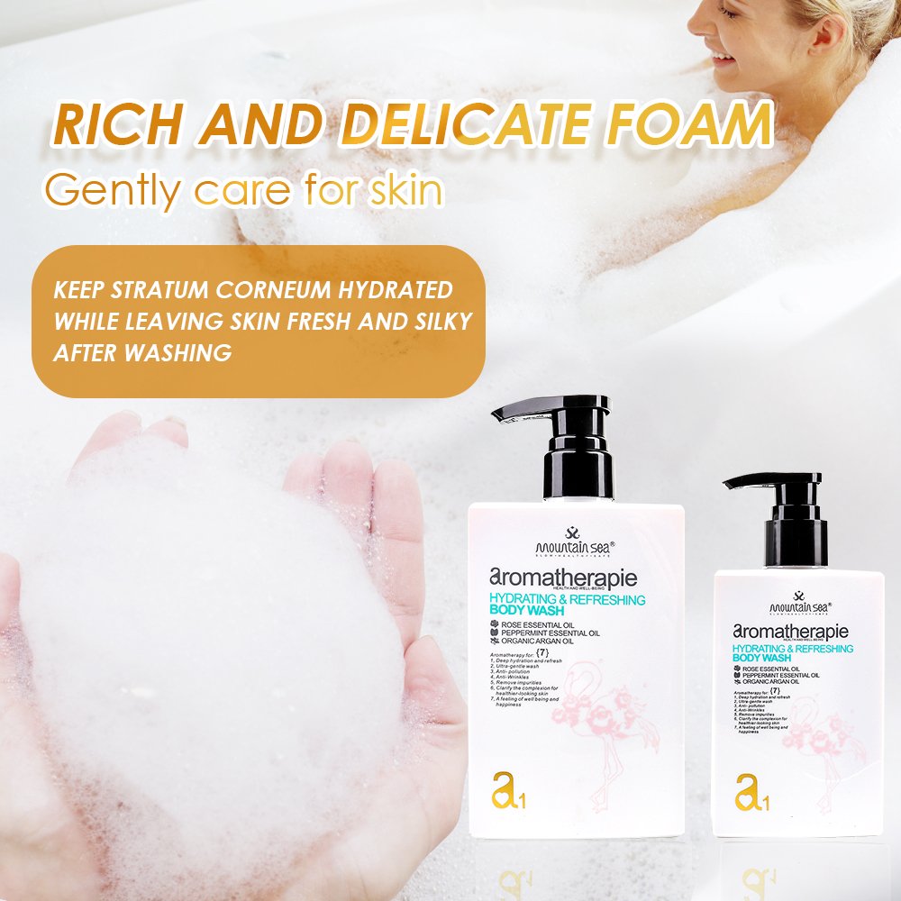 Private Label Organic Skin Care Natural Rose Argan Softening Relaxing Hydrating Liquid Body Wash Shower Gel