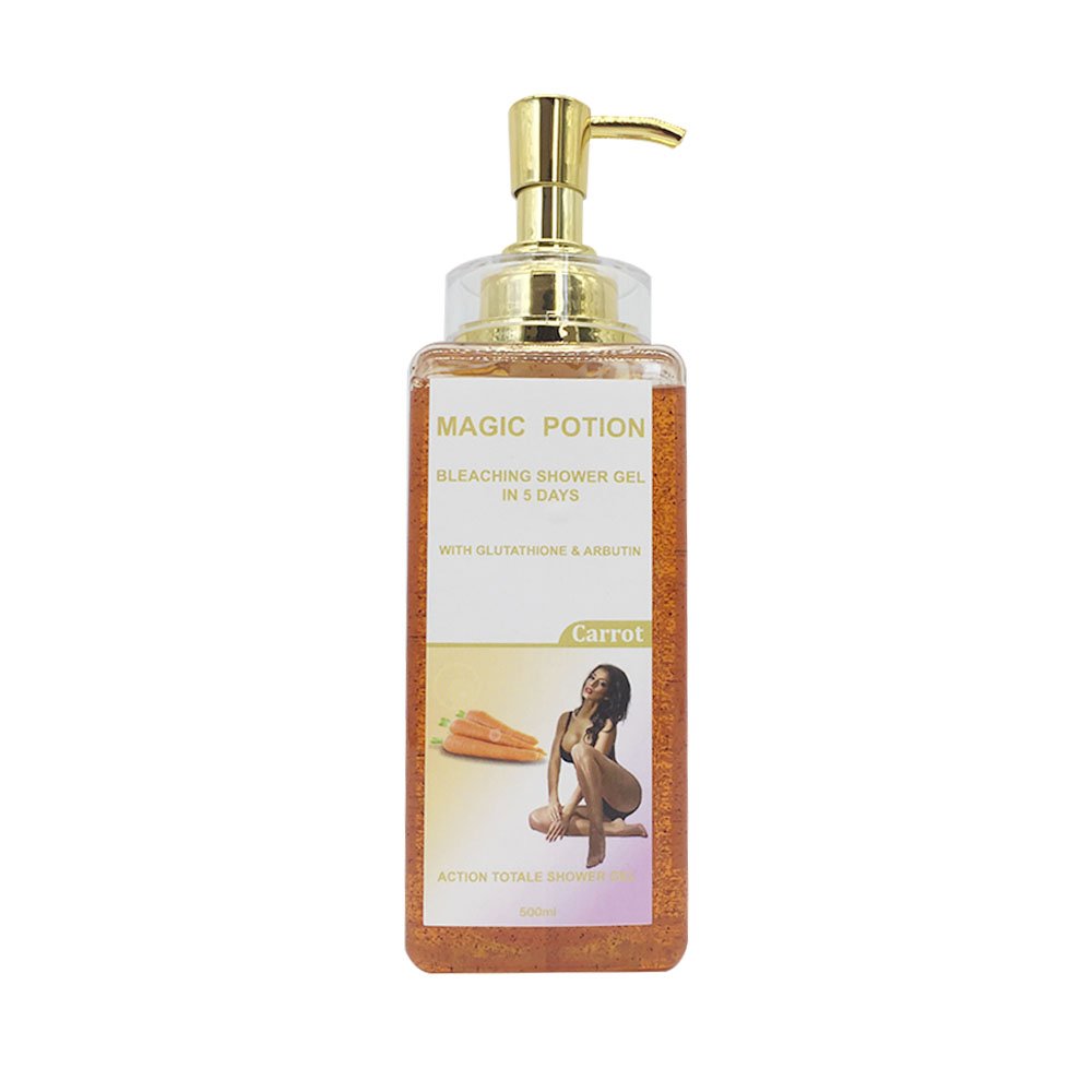 OEM Private Label Bleaching Organic Shower Gel With Glutathione And Arbutin Carrot Shower Gel Body Scrub For Exfoliating