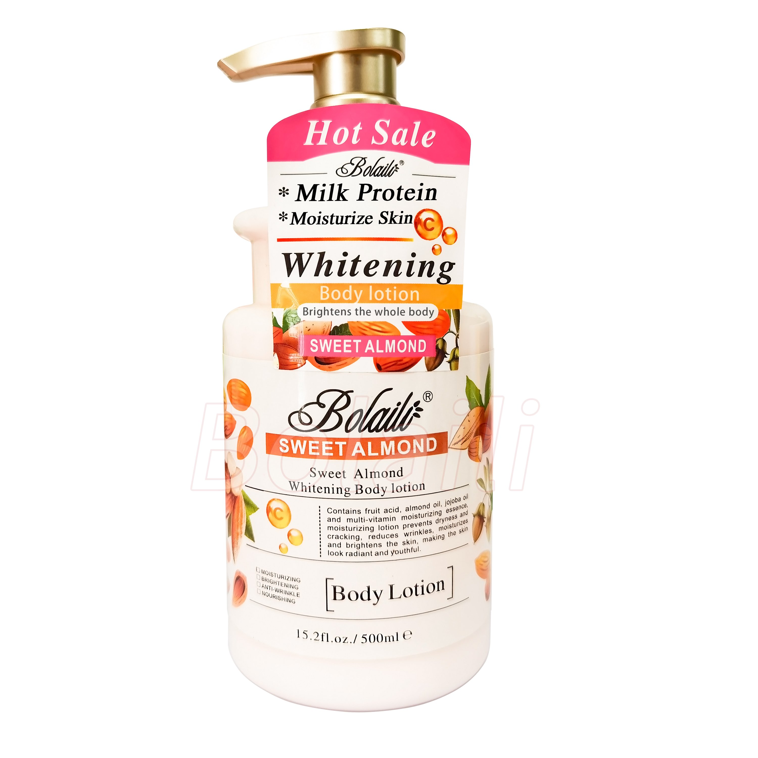Natural Shower Gel and Body Lotion Skincare Set Vitamin C Almond Whitening Moisturizing Body Wash Scrub+Body Milk Cream