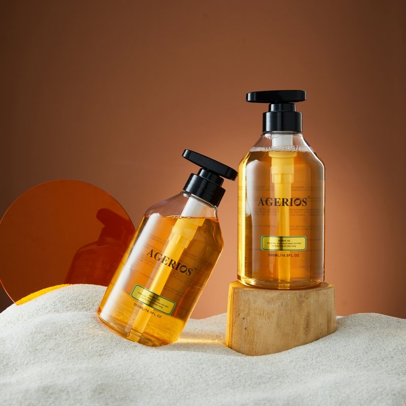 AGerios Cleansing Softening Almond Lavender Gilding Shower Oil Softer Smooth Skin Without Drying