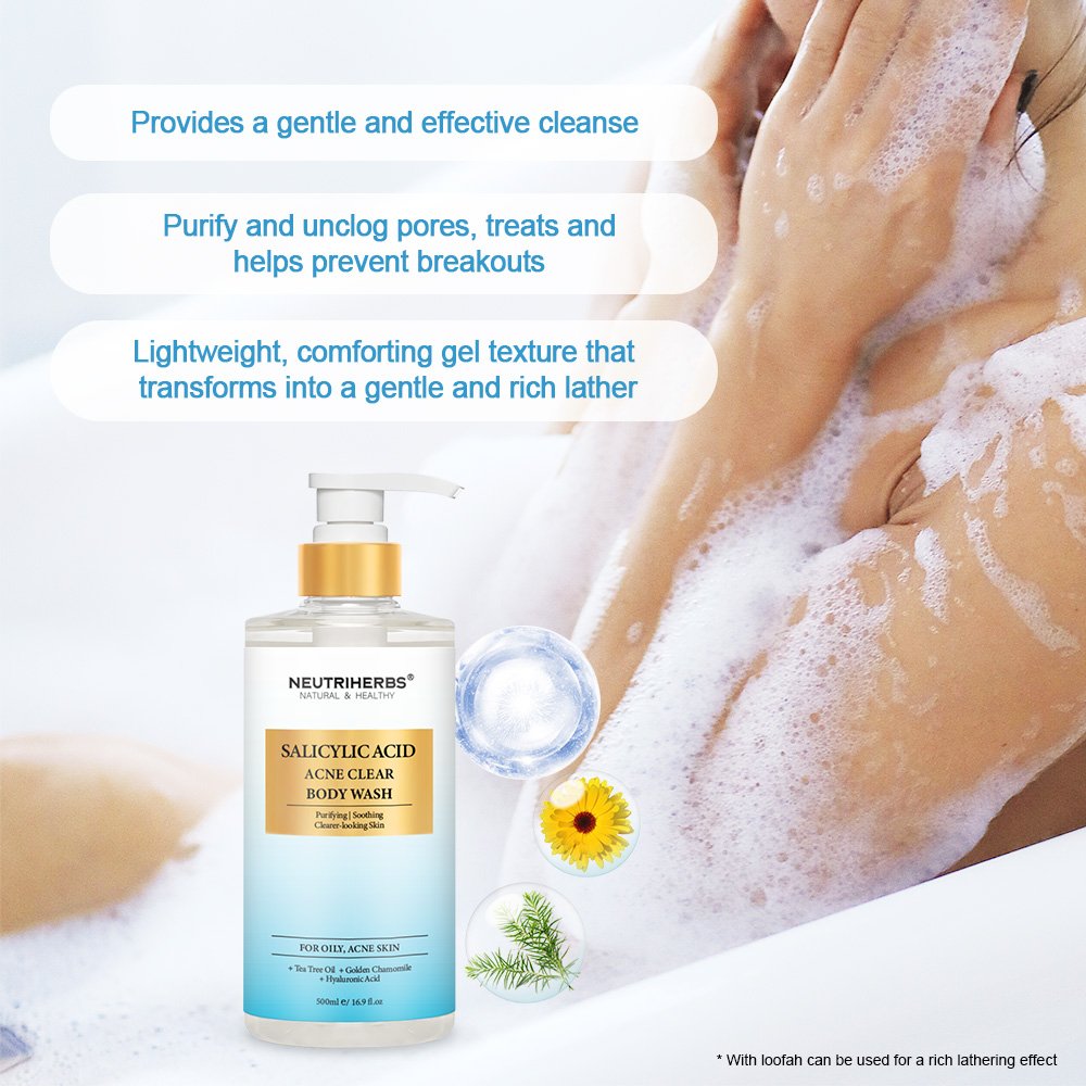 Natural Moisturizing Tea Tree Oil Salicylic Acid Private Label Anti Body Wash Exfoliating Shower Gel