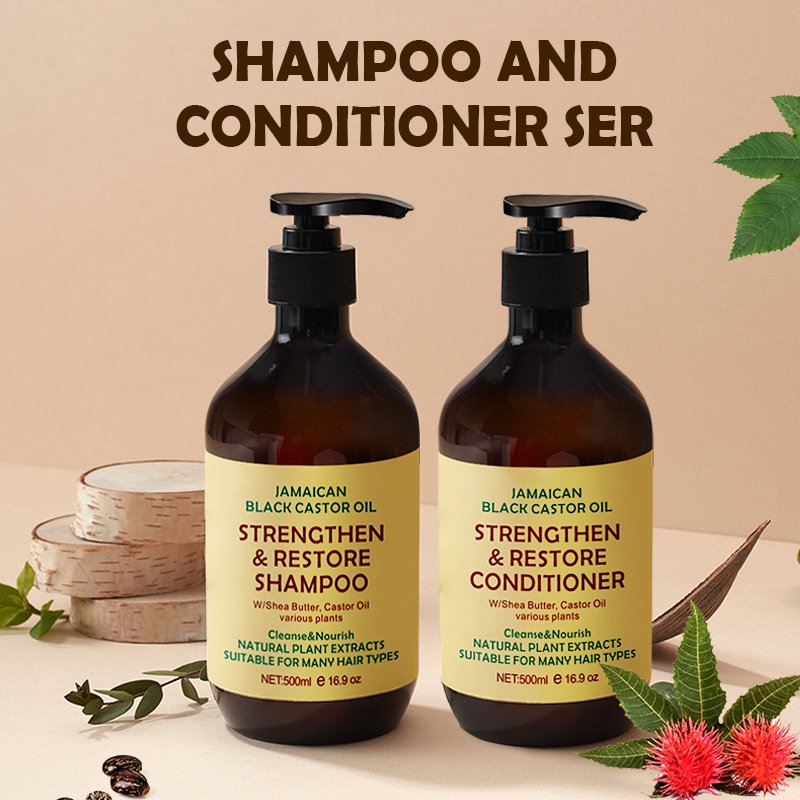 Private Label Custom Label Sulfate Free Castor Oil Moisturizing Shampoo & Conditioner Set Organic Shampoo & Conditioner