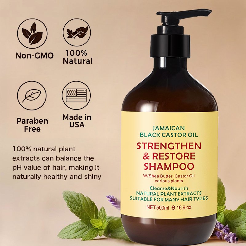 Private Label Custom Label Sulfate Free Castor Oil Moisturizing Shampoo & Conditioner Set Organic Shampoo & Conditioner