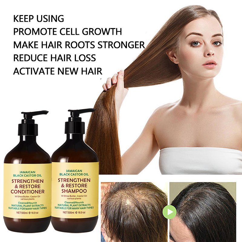 Private Label Custom Label Sulfate Free Castor Oil Moisturizing Shampoo & Conditioner Set Organic Shampoo & Conditioner