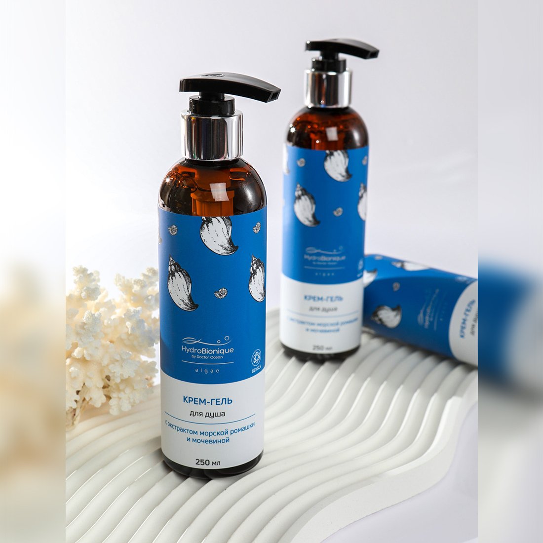 Body care shower gel + cream sulfates parabens free Private label 250 ml sea camomile & urea shower gel for sensitive skin