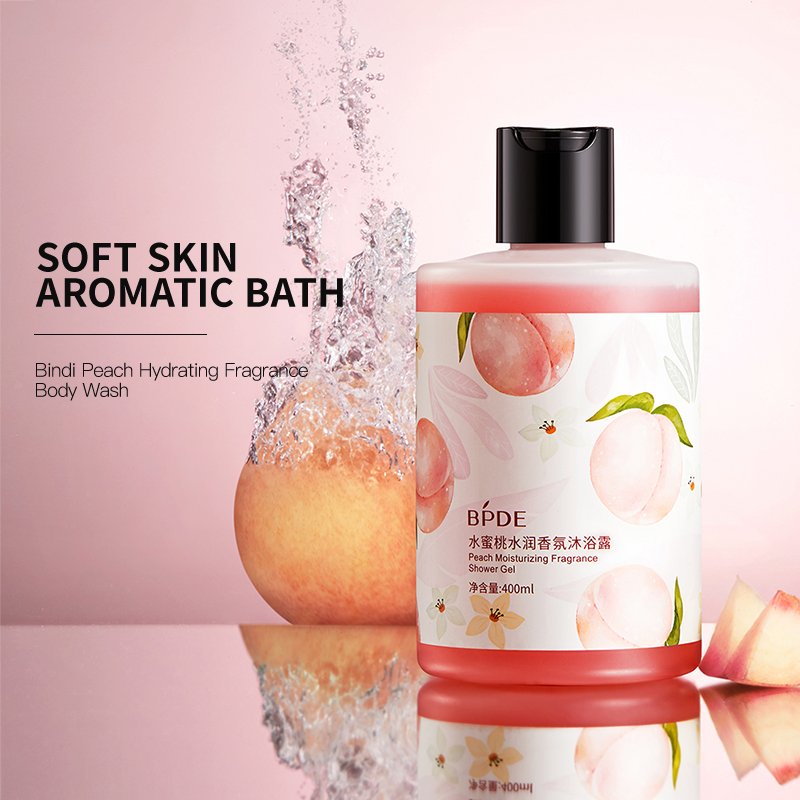 400ML Private Label BPDE Natural Body Wash peach Refreshing Moisturizing shower gel