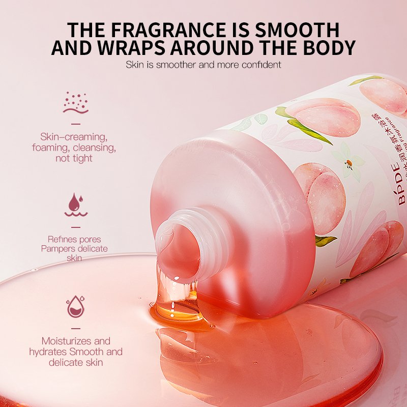 400ML Private Label BPDE Natural Body Wash peach Refreshing Moisturizing shower gel