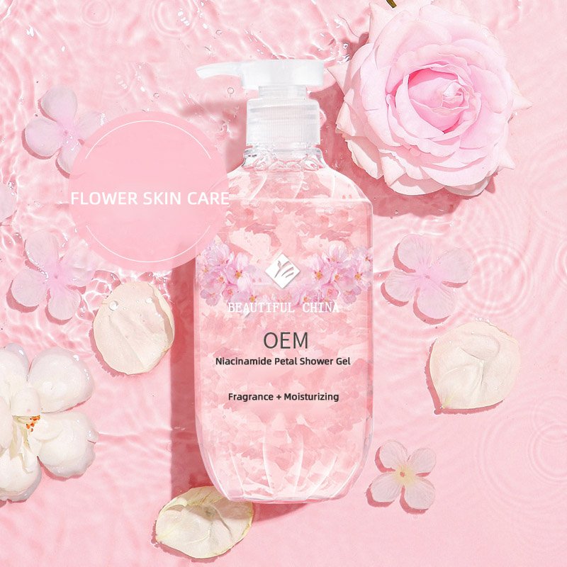 OEM Customizable Rose Petal Fragrance Shower Gel Mild Moisturizing Long-Lasting Whitening Effects Gentle Exfoliating Body Wash