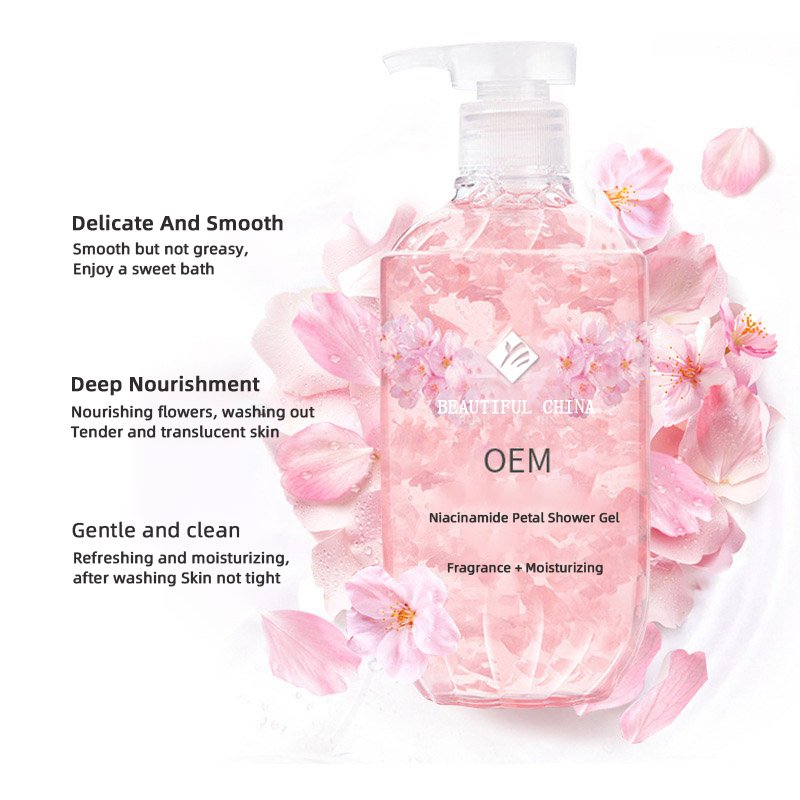 OEM Customizable Rose Petal Fragrance Shower Gel Mild Moisturizing Long-Lasting Whitening Effects Gentle Exfoliating Body Wash