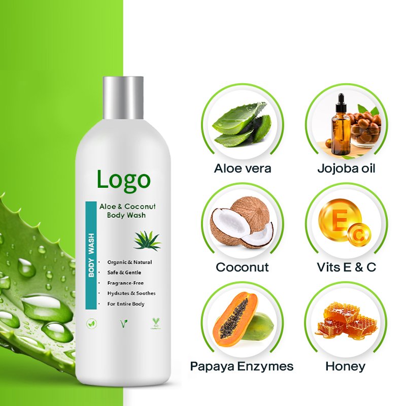 Custom Best Organic Anti Aging Skin Lightening Body Wash Aloe Vera Exfoliating Whitening Bath Shower Gel