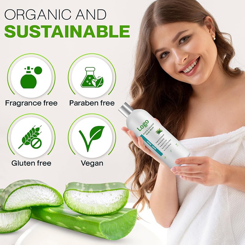 Custom Best Organic Anti Aging Skin Lightening Body Wash Aloe Vera Exfoliating Whitening Bath Shower Gel