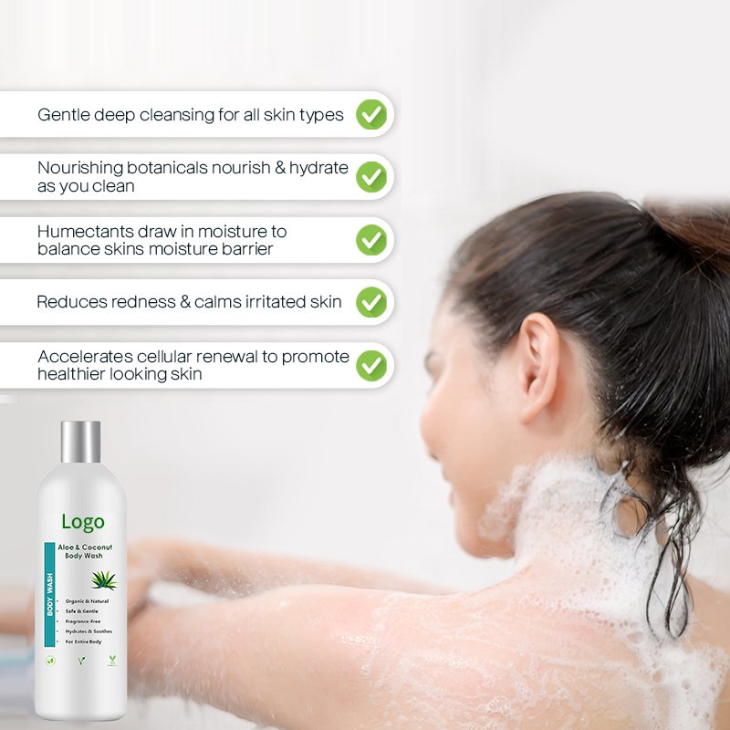 Custom Best Organic Anti Aging Skin Lightening Body Wash Aloe Vera Exfoliating Whitening Bath Shower Gel