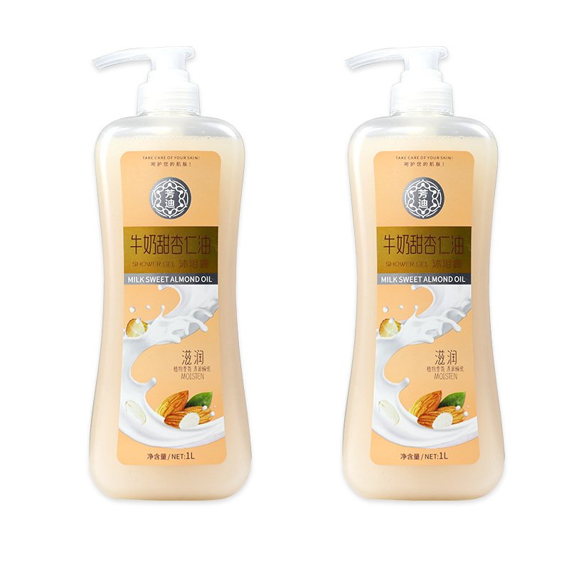 Wholesale 1l Milk And Sweet Almond Oil Scented Smell Shower Gel Private Label Whitening Refreshment Bath Body Wash