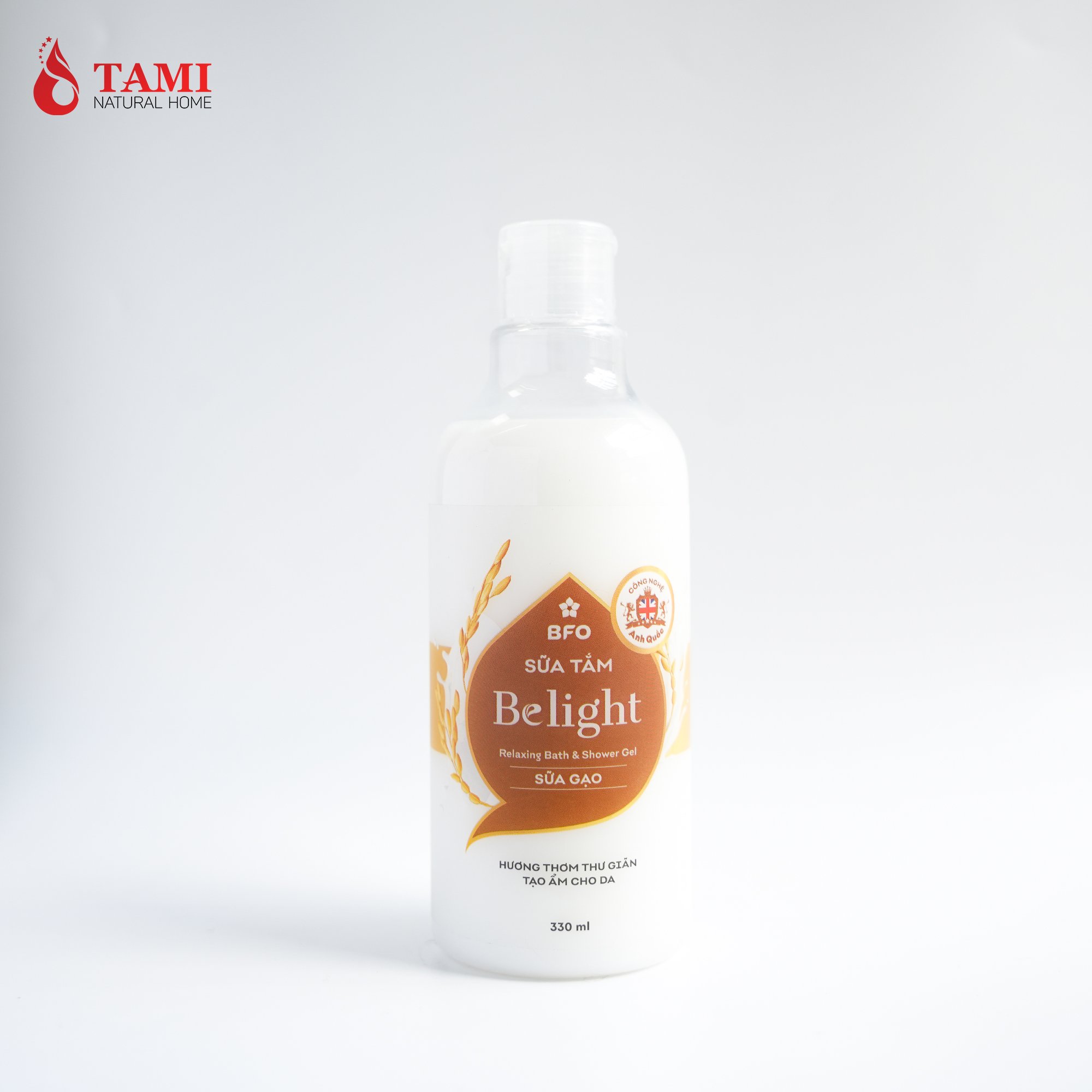 Belight Natural Body Wash Rice Milk & Vitamin E Shower Gel for Home Use Liquid Form Refreshing Bubble Function Whitening Feature