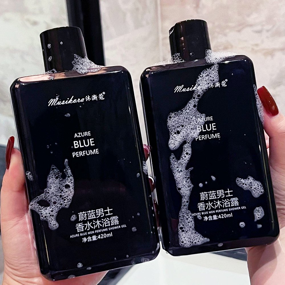 420 ML Cologne fragrnace Blue Perfumed Shower Gel Cleanse Soothing Long Lasting Fragrance Fresh and Cool Bath Gel