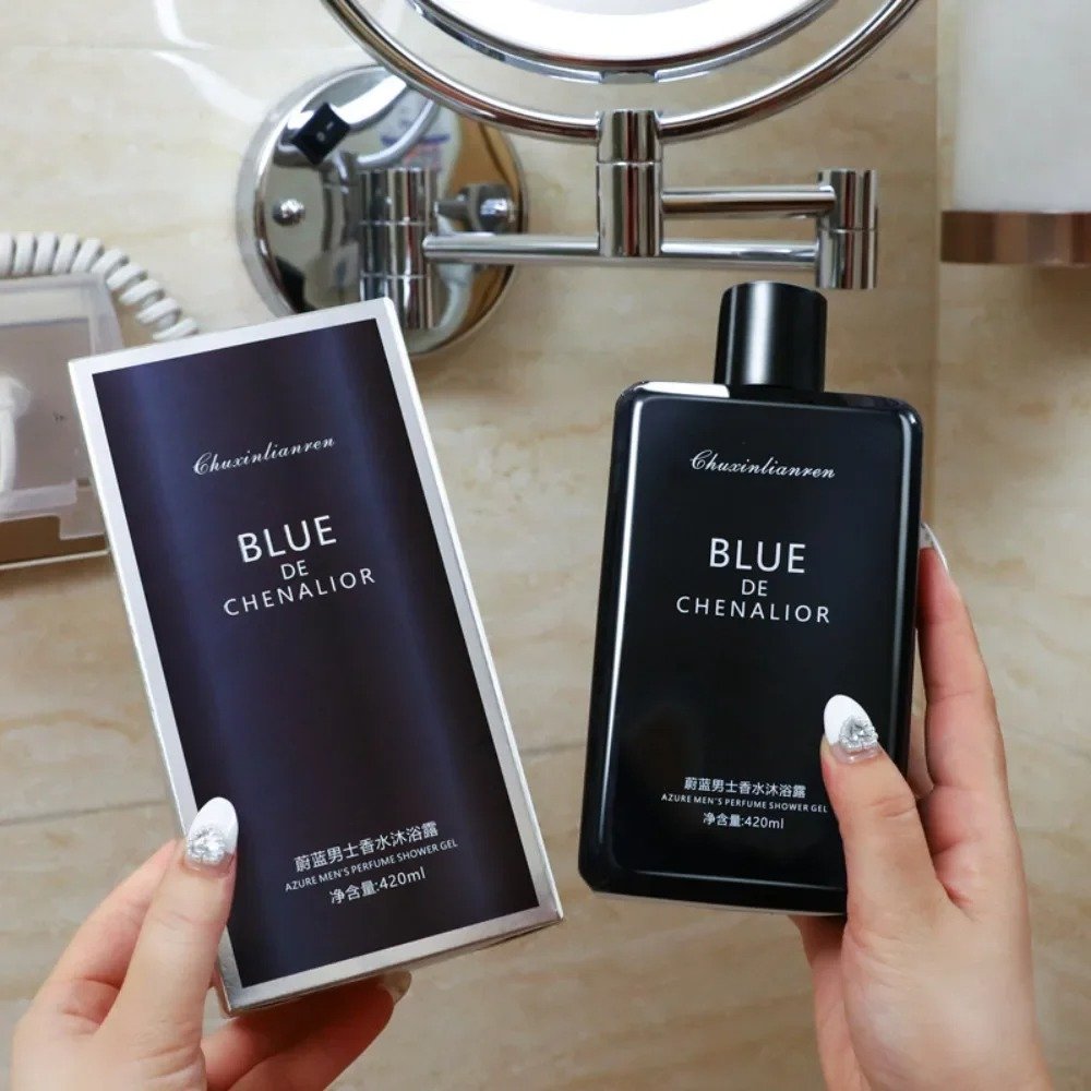 420 ML Cologne fragrnace Blue Perfumed Shower Gel Cleanse Soothing Long Lasting Fragrance Fresh and Cool Bath Gel