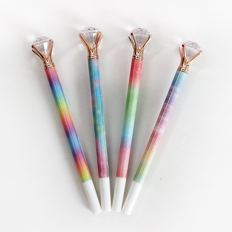 Gradient rainbow meteor Shower Shine Crystal Large Diamond gel ink Pens 0.5mm black ECO plastic