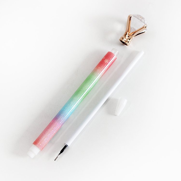 Gradient rainbow meteor Shower Shine Crystal Large Diamond gel ink Pens 0.5mm black ECO plastic