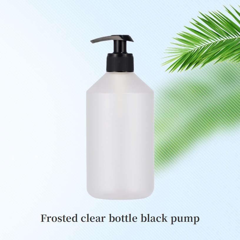 Premium 300ml 500ml oblique shoulder matte green amber PET plastic refillable shampoo bottle shower gel bottle with lotion pump