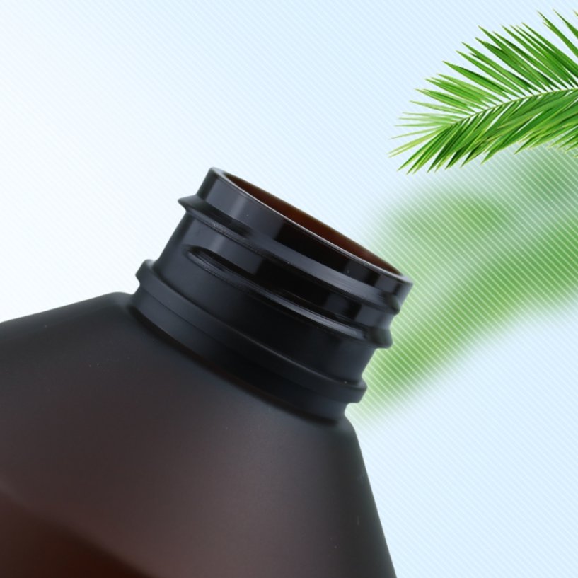 Premium 300ml 500ml oblique shoulder matte green amber PET plastic refillable shampoo bottle shower gel bottle with lotion pump