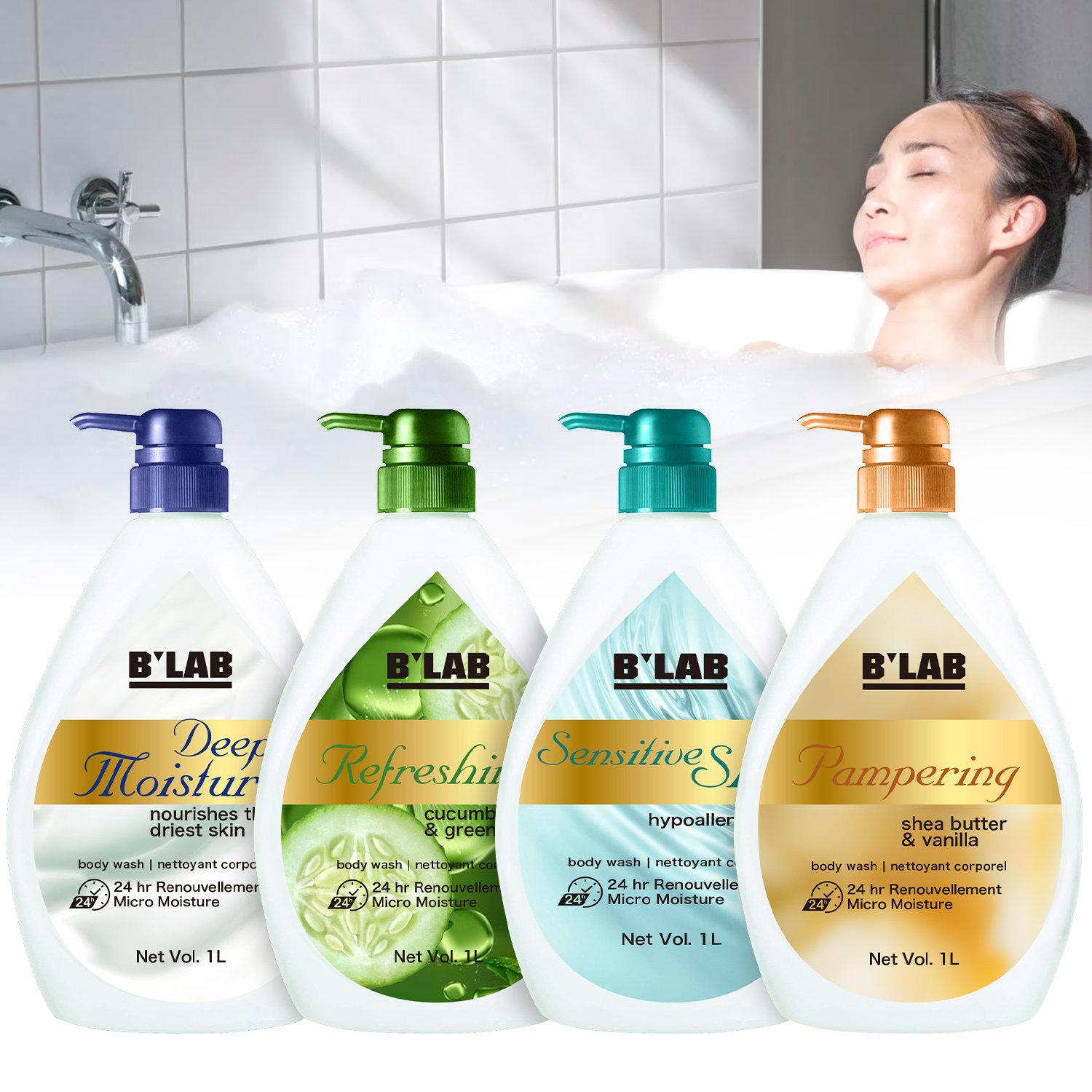 Private Label Natural Body Wash Moisturizing Shower Gel Set Wash for Citrus and Aloe Vera Anti Bacterial Shower Gel Body Wash