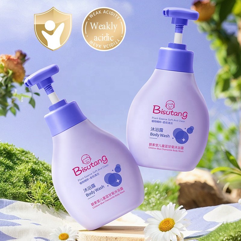 BISUTANG Blue Chamomile 350ml Children's Shower Gel Mild Moisturizing Clean Wash Body Lotion for Boys and Girls Baby Care