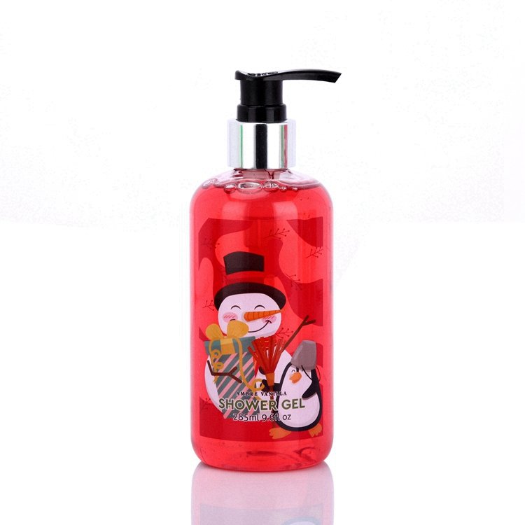 Hot selling merry christmas high heel design 110g bath fizzer 285ml shower gel bubble bath spa gift set with brush
