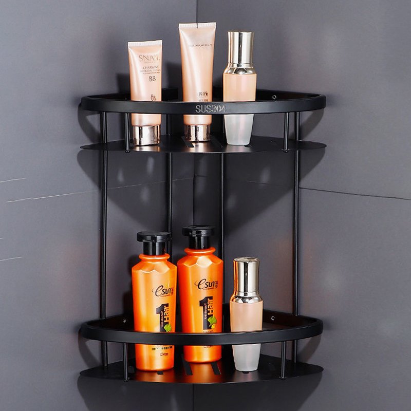 2022 Hot selling black stainless steel square shelf shower gel storage rack