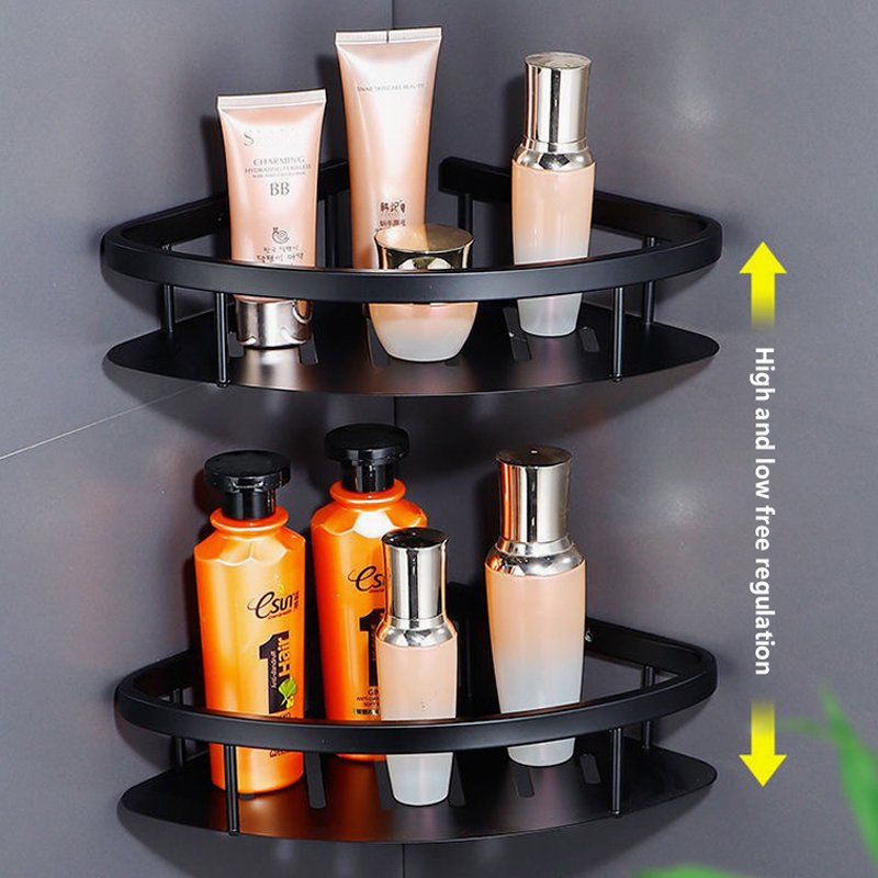 2022 Hot selling black stainless steel square shelf shower gel storage rack