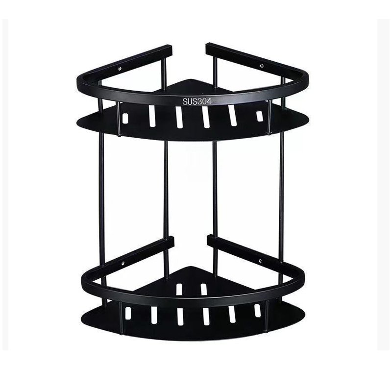2022 Hot selling black stainless steel square shelf shower gel storage rack