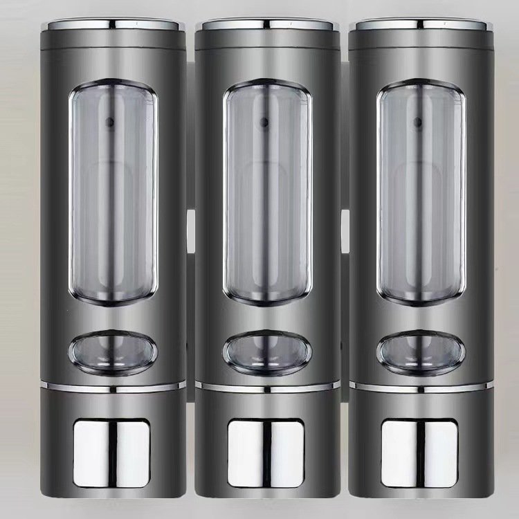 Bathroom Hotel ABS Plastic Wall Mounted Liquid Soap Dispensers 400ml x 3 for Hand Wash Shampoo Shower Gel Dispenser Soap