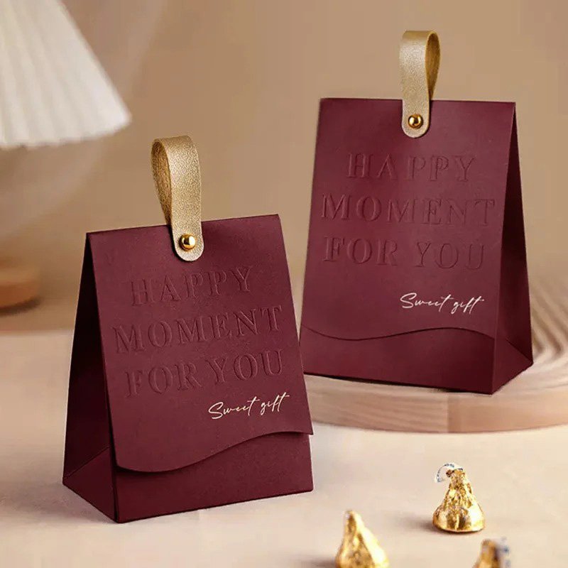 Portable Candy Bags, Creative Wedding Chocolate Gift Paper Box, Baby Shower Favour Bag for Guest Mini Handbag, Party Decor, 1Pcs