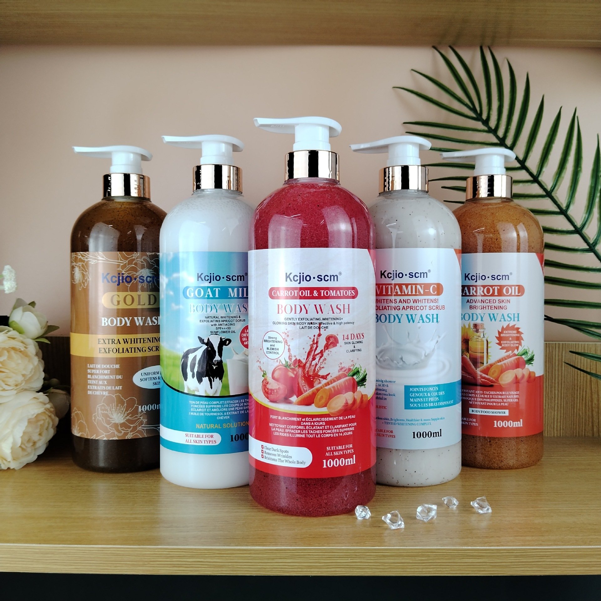 High Quality 1000ml Moisturizing Hydrating Whitening Lightening Firming Pore Naturally Healthy Skin Shrinking Shower Gels