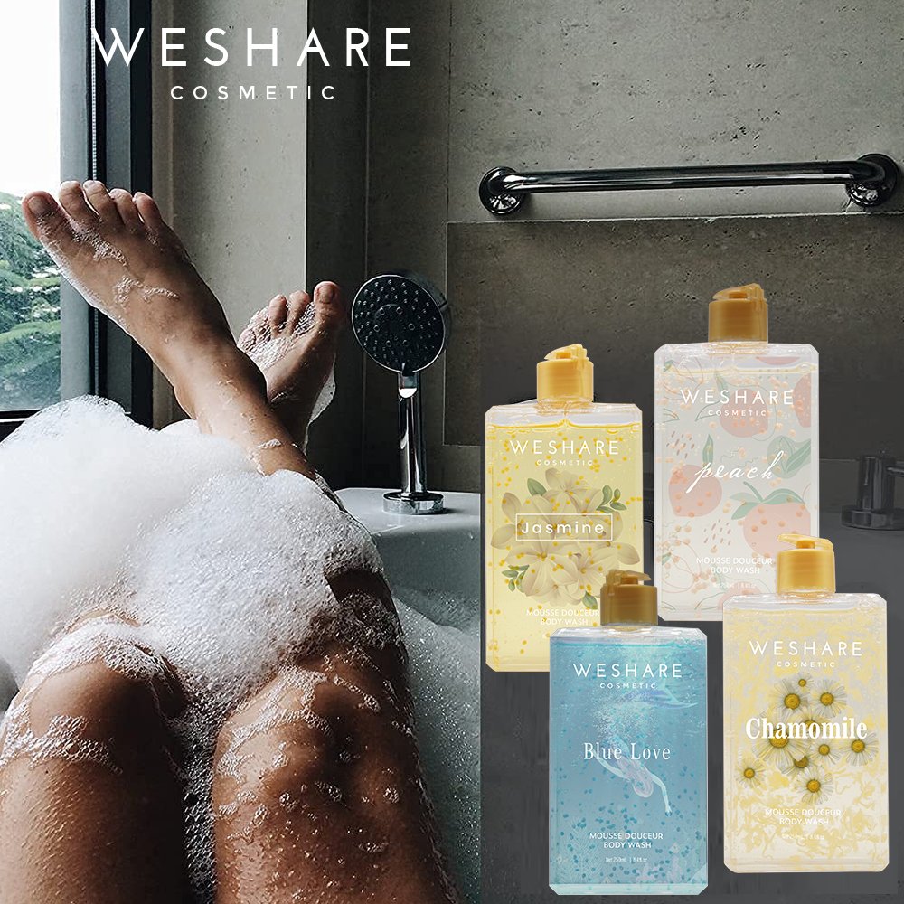 Private Label custom Moisturizing Oil Control Body Wash Bath Body Soap Petal Flower Rich Bubbles Shower Gel for Men Women