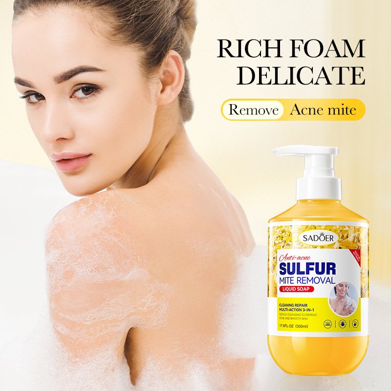 English sulfur mite removal shower gel SADOER cleans the body hydrating and moisturizing shower gel
