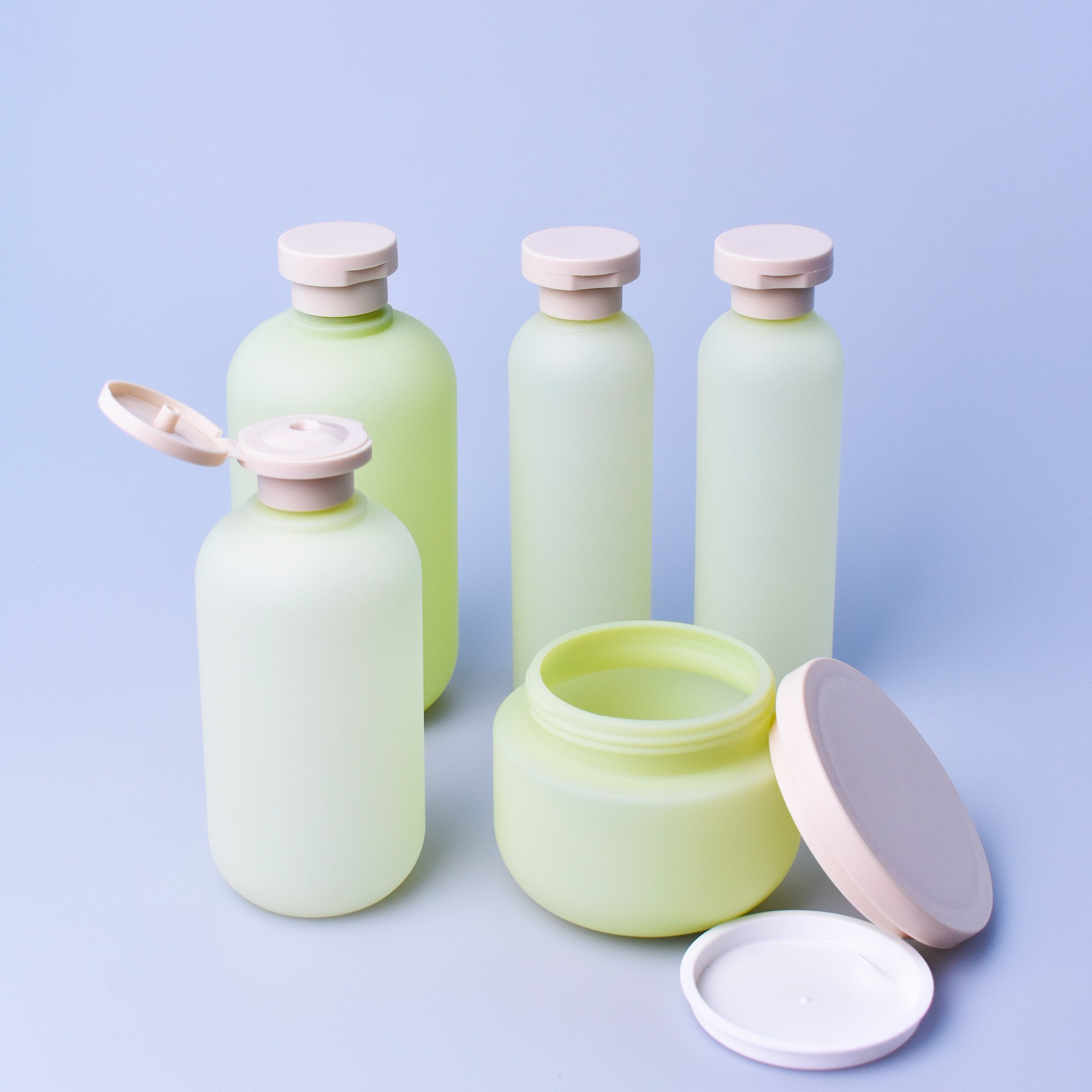 Empty Skincare Packaging 200ml 250ml 300ml 400ml 500ml Green Hdpe Plastic Lotion Bottle W/flip Cap For Shower Gel/shampoo
