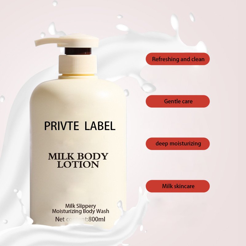 Private label OEM ODM body shower gel deep cleaning milk body lotion milk slippery moisturizing body wash gel.