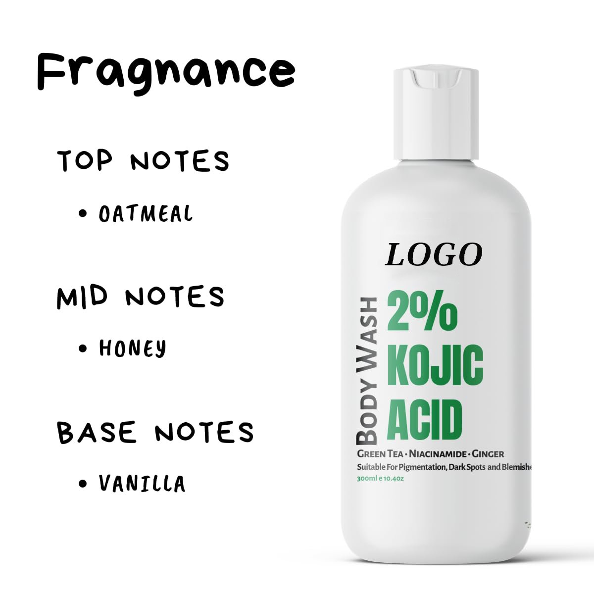 Han Linger Deep Moisturizing Antioxidant Dark Spot Remover Body Care 2% Kojic Acid Whitening Body Wash Shower Gel With Fragrance