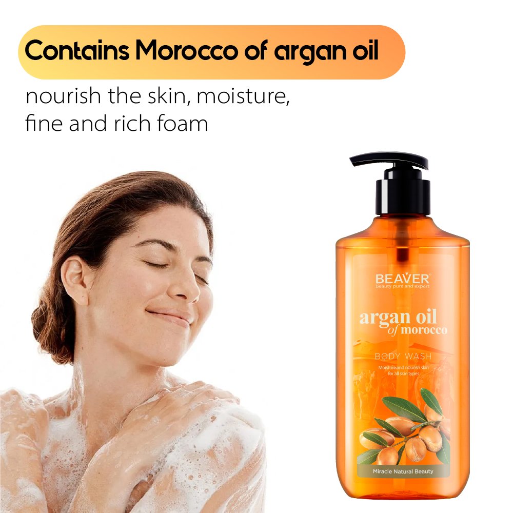 Private Label Organic whitening shower gel 400ml moisturizing whitening argan oil body wash