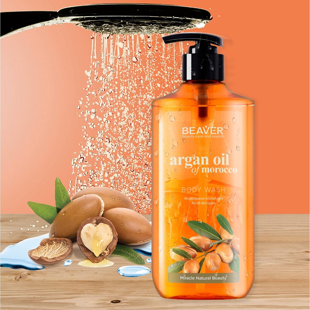 Private Label Organic whitening shower gel 400ml moisturizing whitening argan oil body wash
