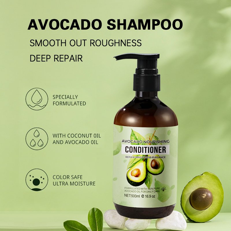 Private Label Natural Organic Avocado Sulfate Free Nourishing Hair Shampoo Set Repairing Shea Butter Shampoo and Conditioner