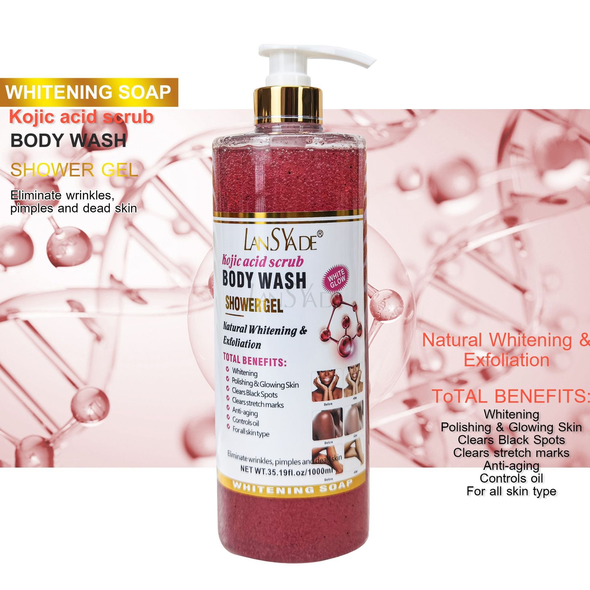 Private Label Shower Gel High Quality Body Wash Scrub Exfoliating Whitening Nourishing Skin Hydrating Refresh Body Care