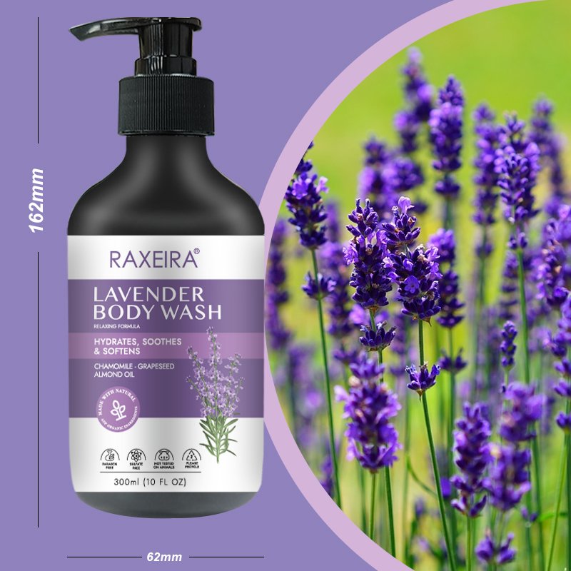 Private Label Shower Gel Organic Coconut Oil Aloe Vera Lavender Gentle Foaming Cleaning Body Wash For Women