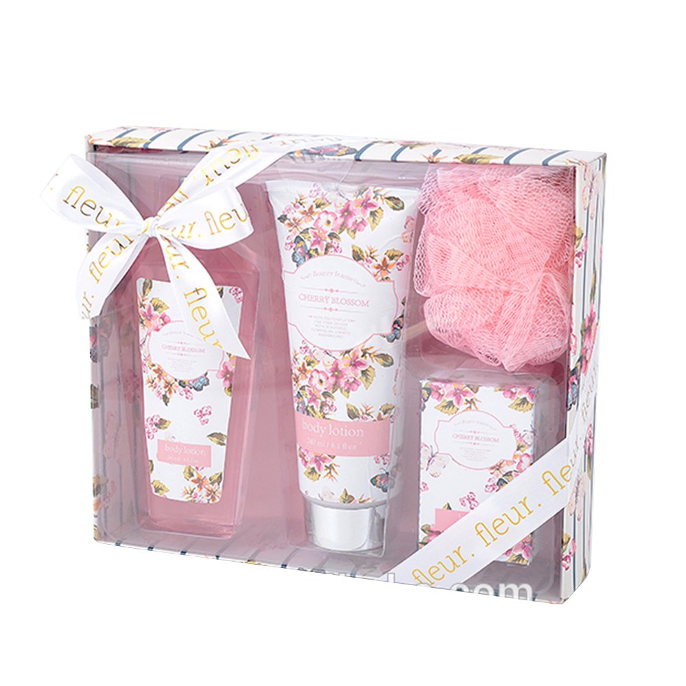 Wholesale valentine present shower gel bath puff bubble bath gift sets