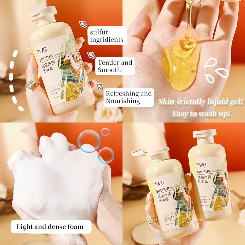 TWG RTS Anti Mite liquid soap body wash gel Body Cleansing Acaricidal Sulfur Soap Anti Ance Shower Gel