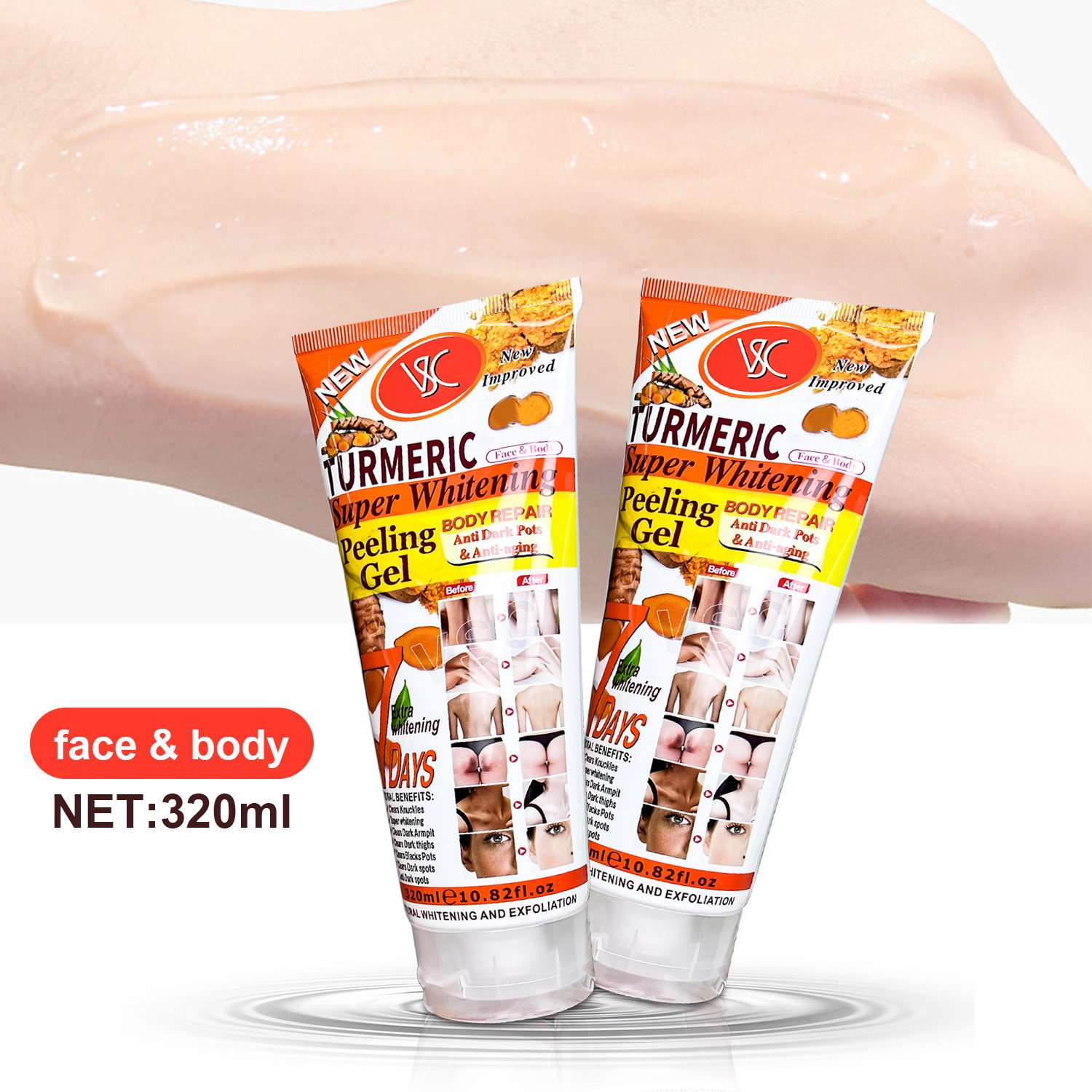 Hot Selling Turmeric Super Whitening Peeling Gel Exfoliating Facial & Body Anti Dark Spot Lotion