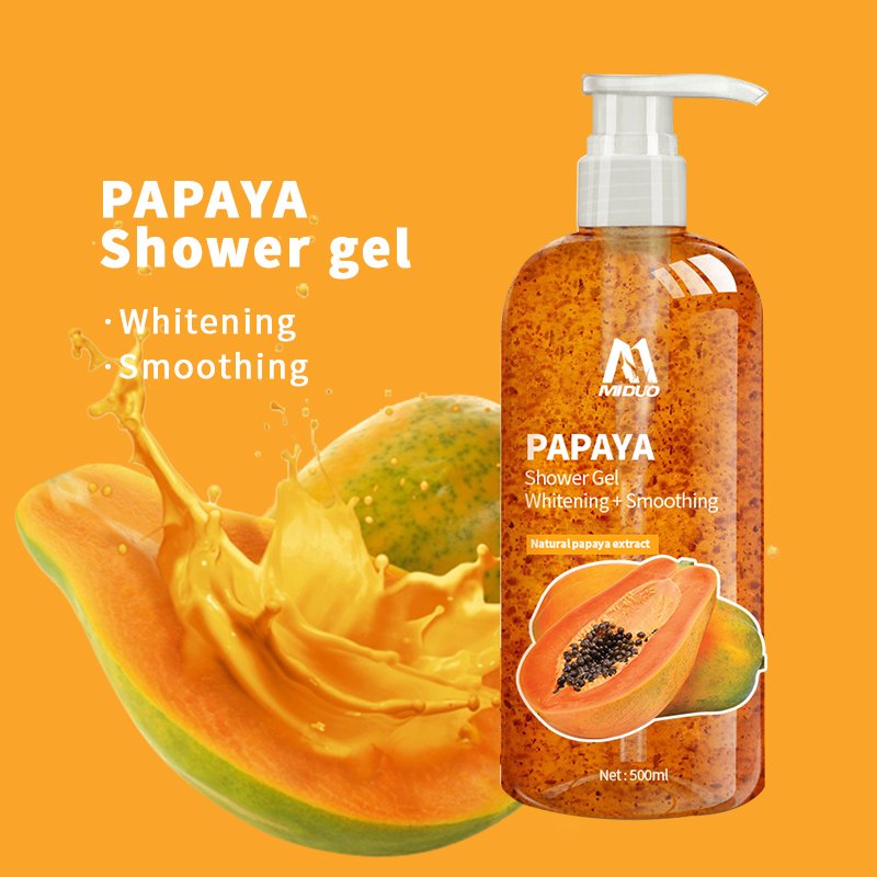 MIDUO Factory OEM Wholesales 500ML Foam Gel Lotion Care Moisturizing Papaya Perfume Body Shower Wash Shower Gel Gift Set